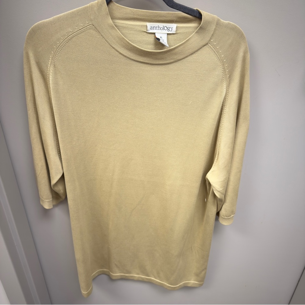 Anthology Mens‎ Beige 100%Silk Sweater XL